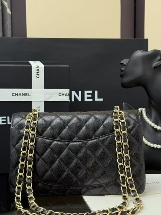Chanel Classic Cavier Gold Leather Bag - Picture 7 of 8